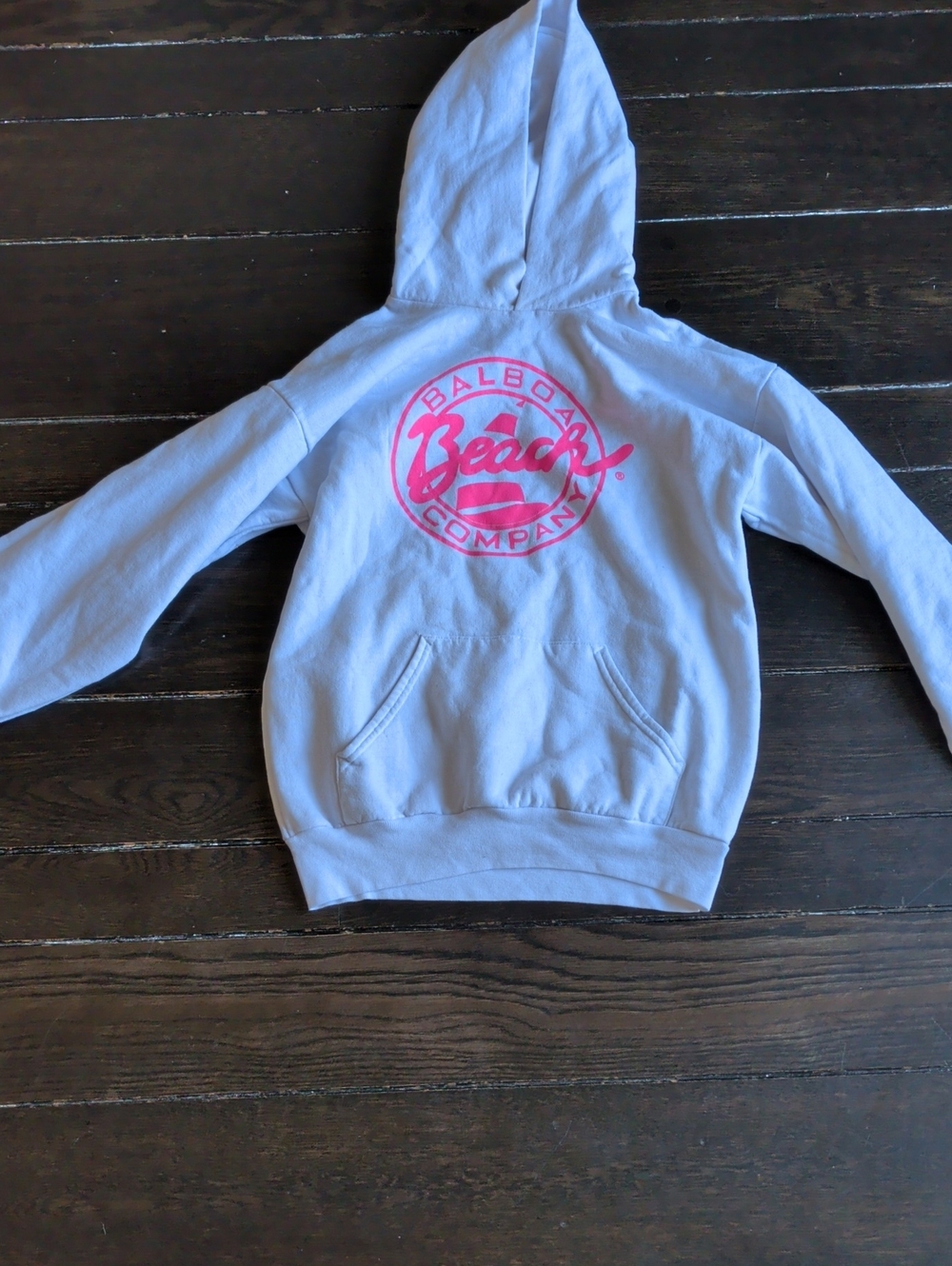 Port and Company Light Blue Hoodie with Pink Logo